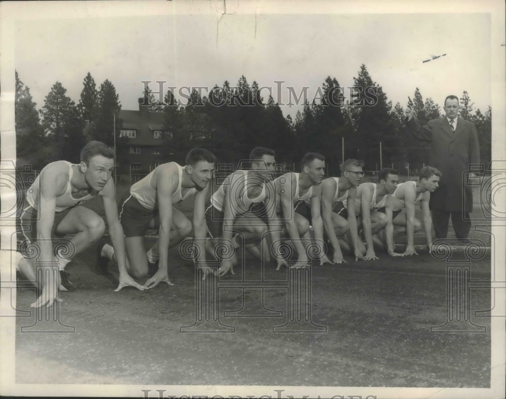 1962 Press Photo Whitworth Track Team Practice Before Meet With Idaho Vandals- Historic Images