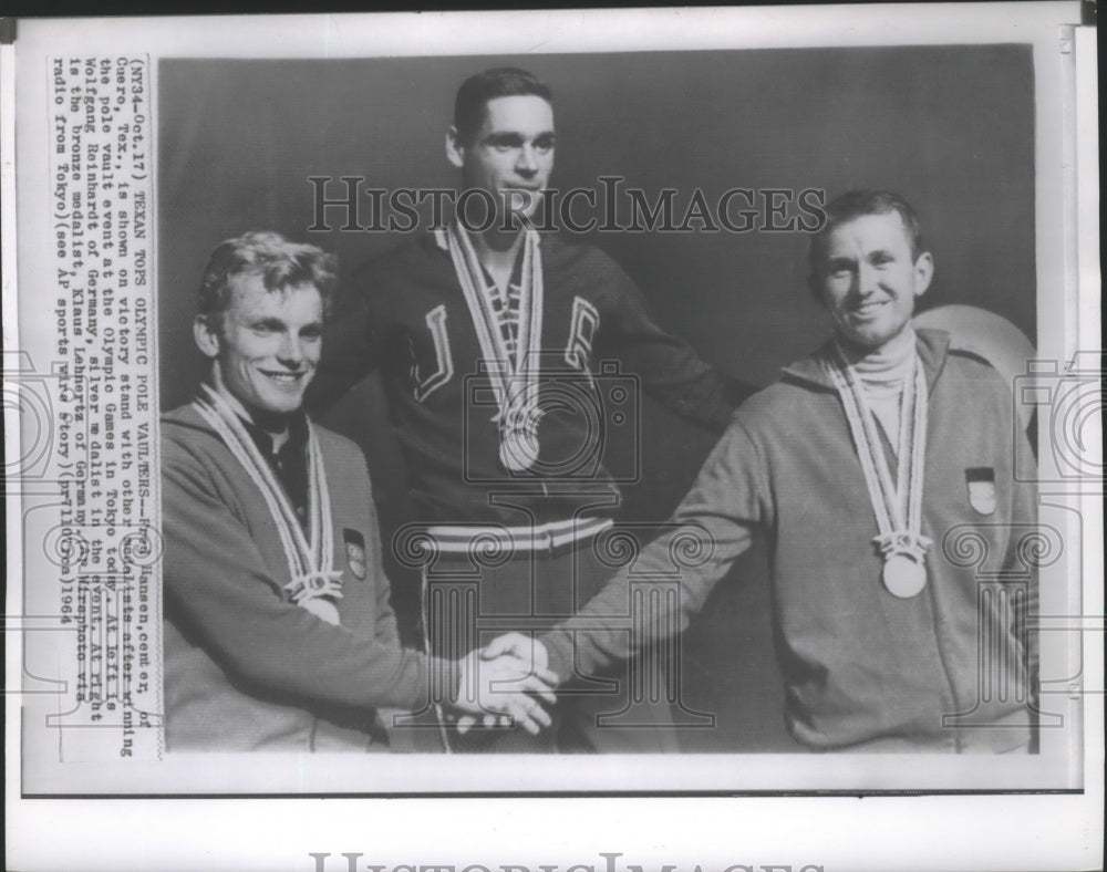 1964 Press Photo Fred Hansen wins gold at pole vault in Tokyo Olympics-Historic Images