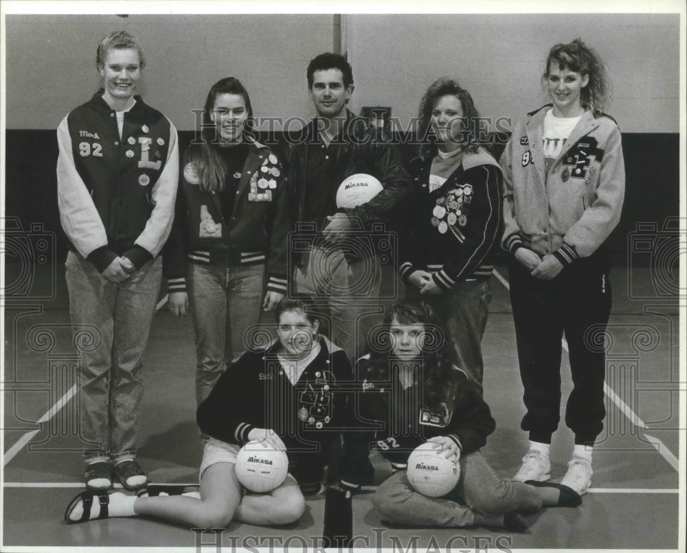 1991 Press Photo All-North Idaho Volleyball Team Players With Their Coach- Historic Images