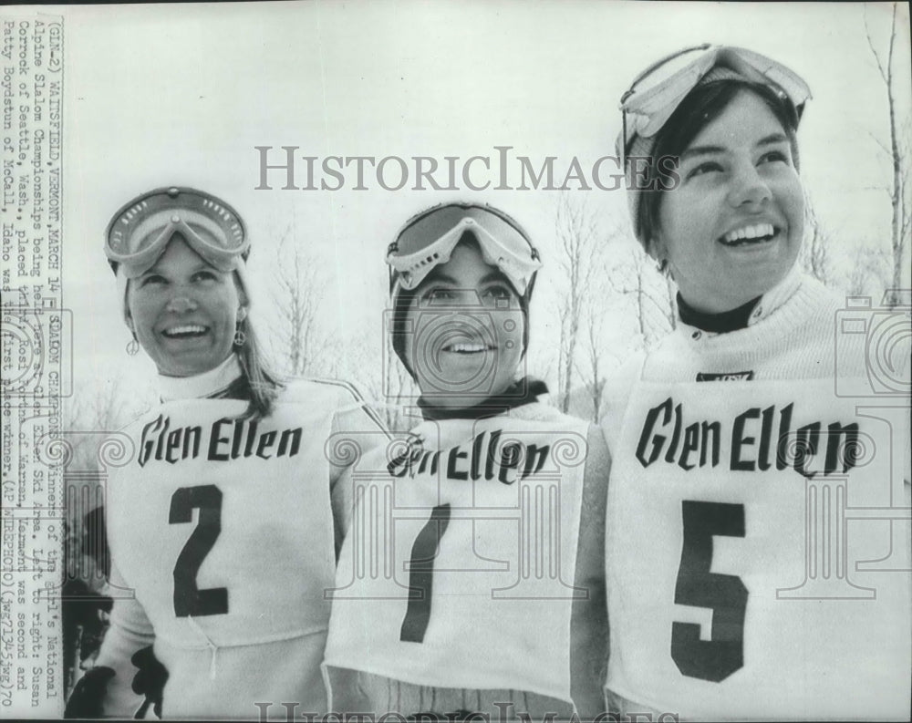 1970 Press Photo Susan Ski Champions Corrock, Rosi Forna and Patty Boydstun - Historic Images