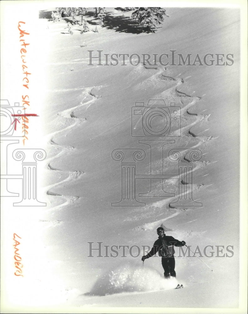 1992 Press Photo Skier at Whitewater ski area-Historic Images