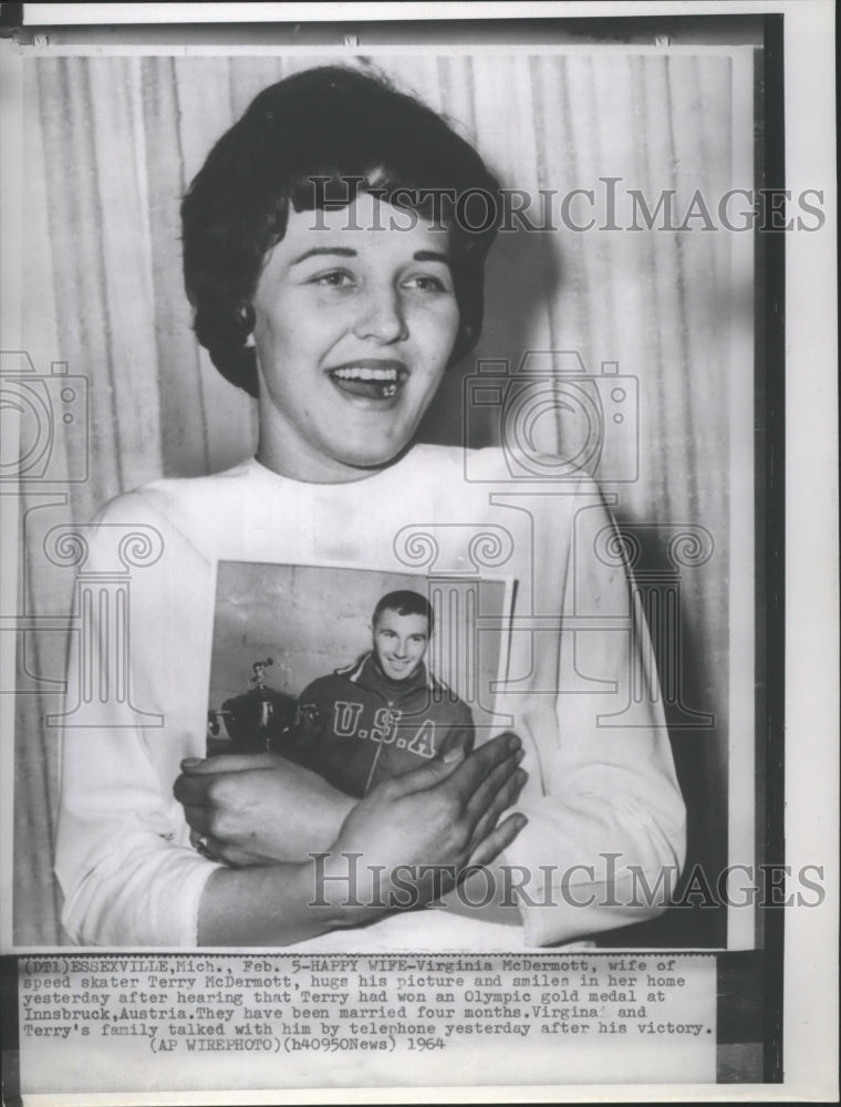 1964 Press Photo Virginia McDermott Wife of Speed Skater Terry McDermott - Historic Images