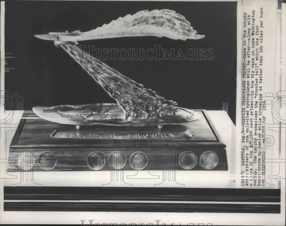 1956 Press Photo The Seafair Trophy is for winning hydroplane races in Seattle - Historic Images