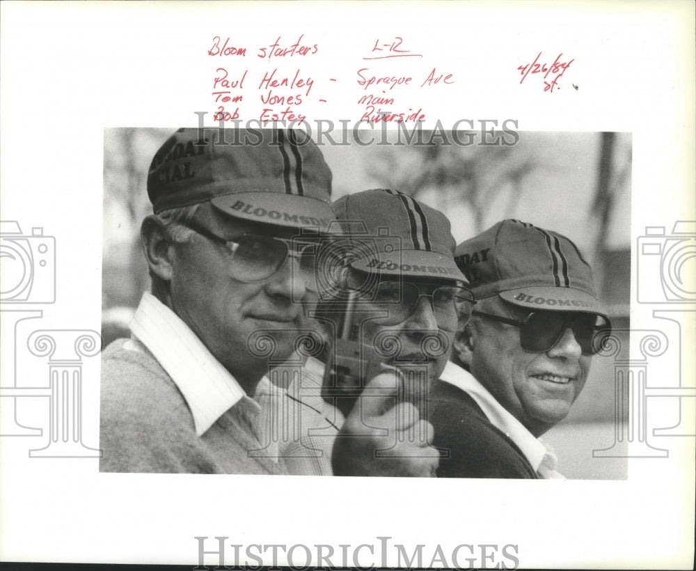 1984 Press Photo Bloomsday starters Paul Henley, Tom Jones &amp; Bob Estey- Historic Images