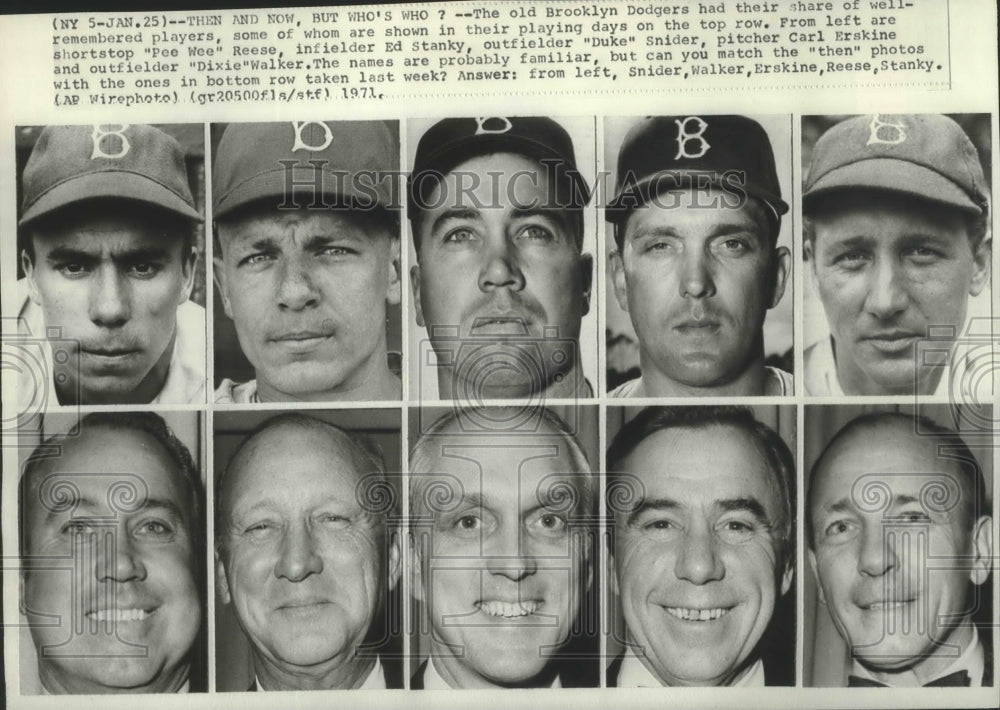 1971 Press Photo Pictures of Brooklyn Dodgers baseball players &quot;then&quot; and &quot;now&quot;-Historic Images