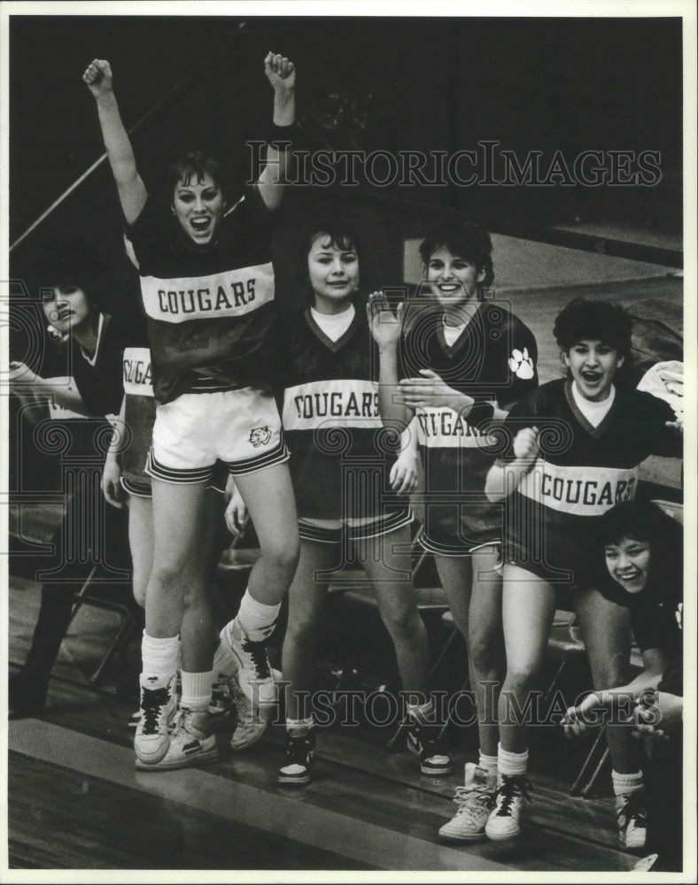 1987 White Swan High basketball girls celebrate win in "B" tourney - Historic Images