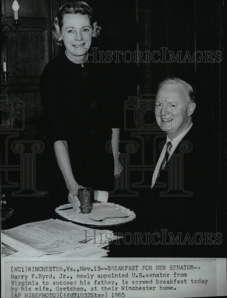 1965 Wire Photo Harry F Byrd U.S. Senator from Virginia  - Historic Images