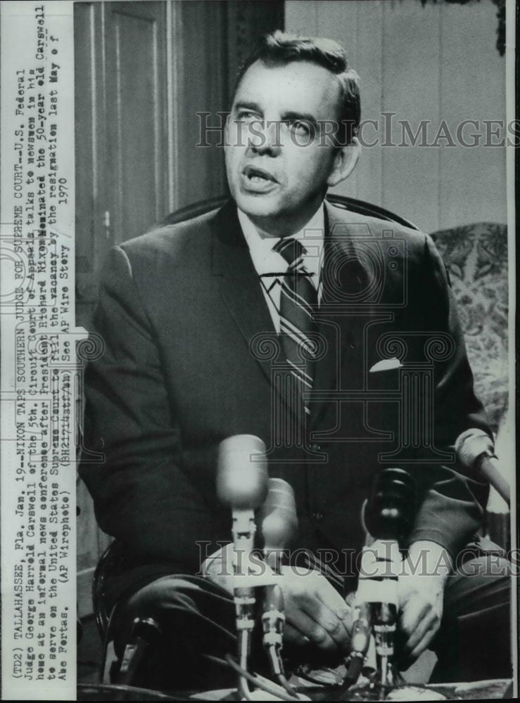 1970 Wire Photo George Carswell speaks after his nomination to Supreme Court - Historic Images