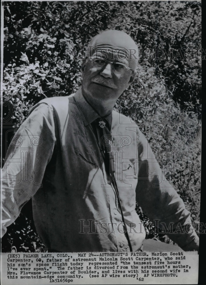 1962 Wire Photo Marion Scott Carpenter, father of astronaut Malcolm Scott - Historic Images