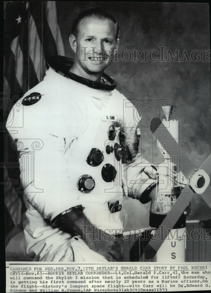 1973 Wire Photo Gerald P. Carr, astronaut in command of the Skylab 3 Mission - Historic Images