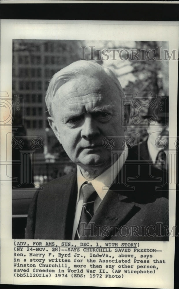 1972 Wire Photo Senator Harry F Byrd Jr - spw00154 - Historic Images