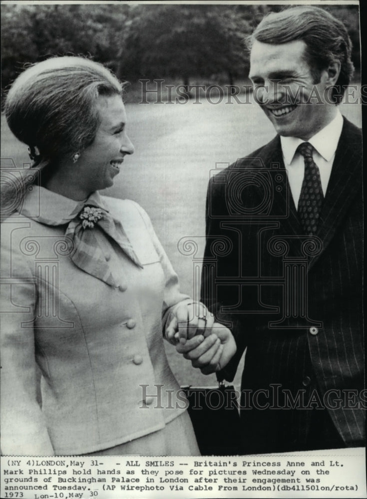 1973 Wire Photo Britain&#39;s Princess Anne and Lt Mark Phillips  - Historic Images