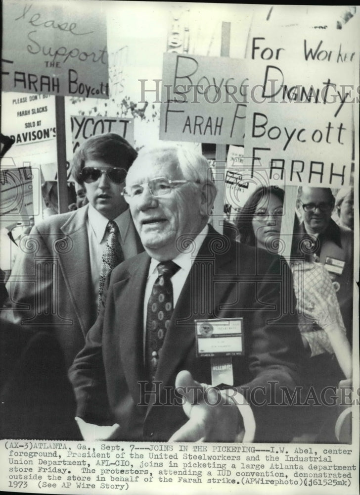 1973 Wire Photo I.W. Abel President of United Steelworkers and Industrial Union - Historic Images