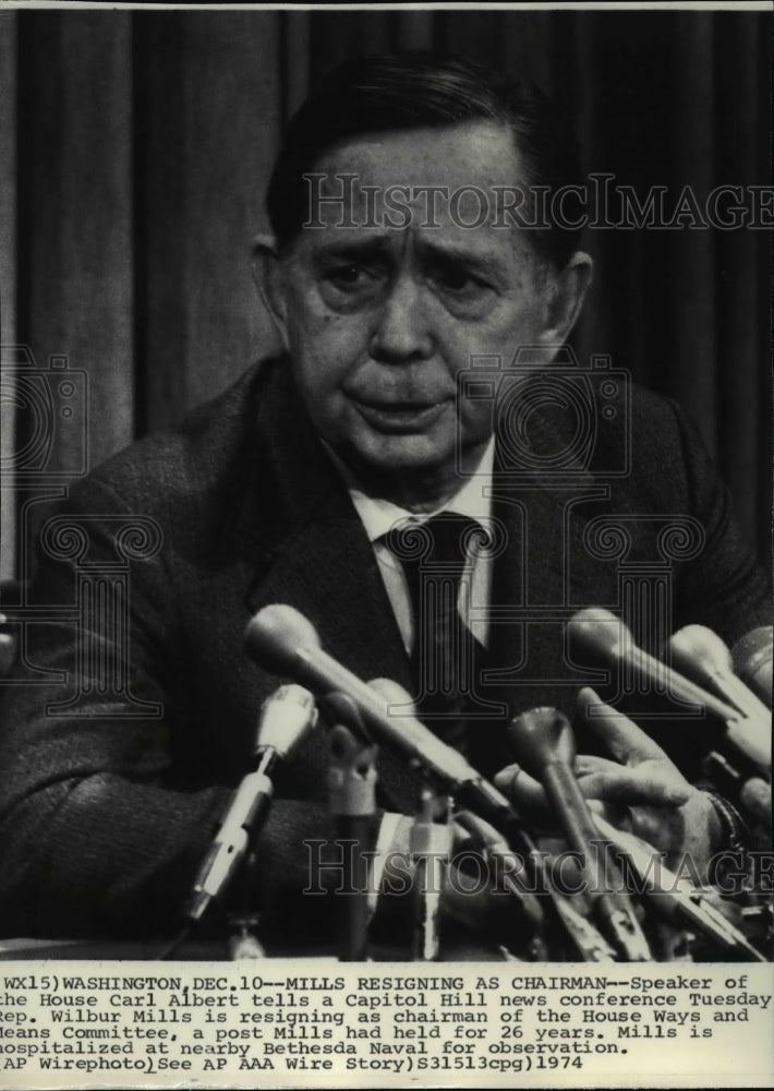 1974 Wire Photo Speaker of the House Carl Albert  - Historic Images