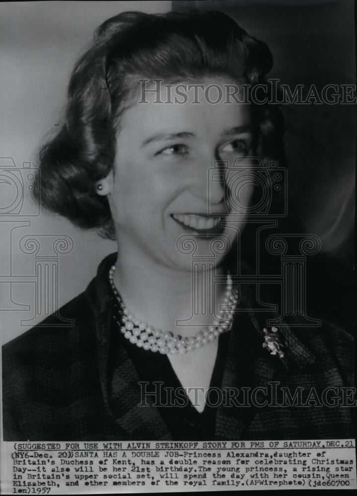 1957 Wire Photo Princess Alexandra daughter of Britain&#39;s Duchess of Kent-Historic Images