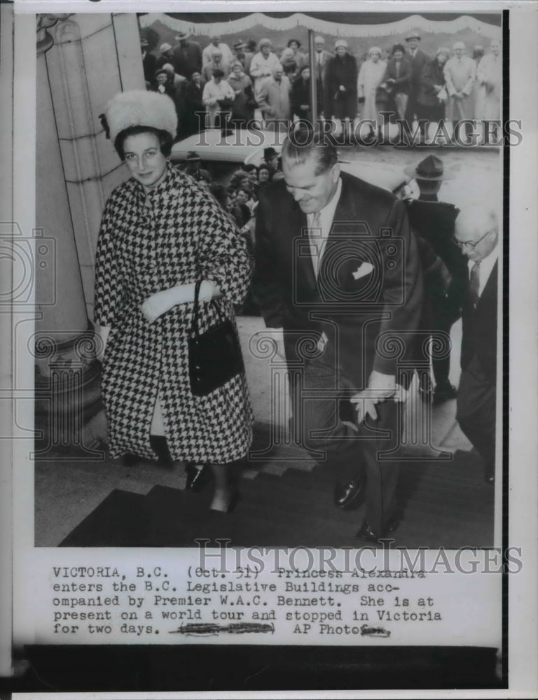 1961 Wire Photo Princess Alexandra with Premier W.A.C. Bennett  - Historic Images