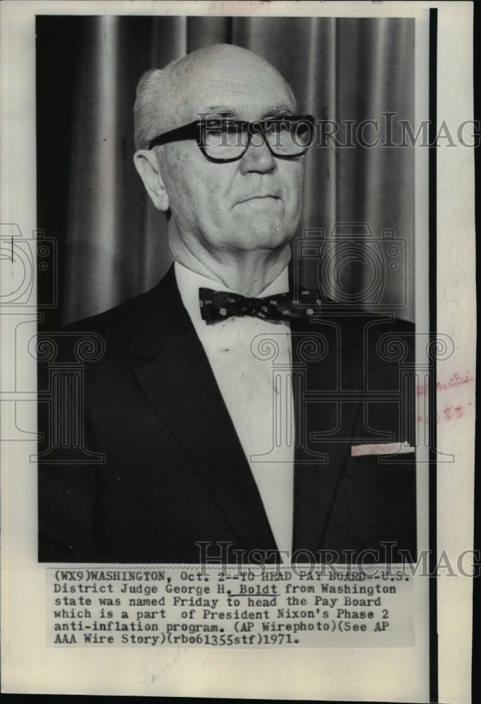 1971 Wire Photo Judge George Boldt was named to head Pay Board  - Historic Images