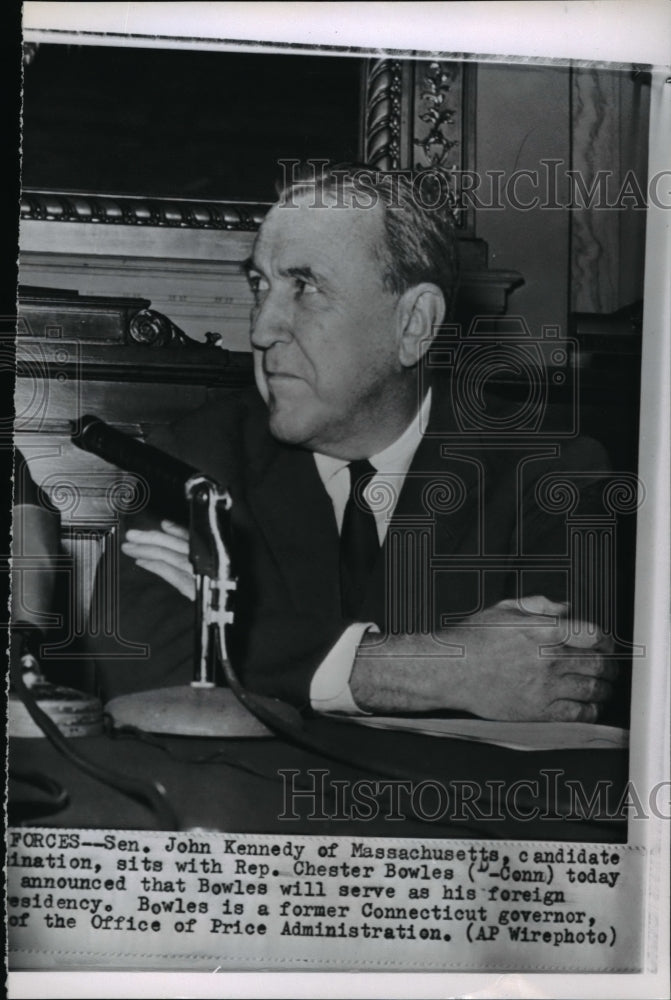 1960 Wire Photo Rep. Chester Bowles, Sen. Kennedy's foreign policy adviser - Historic Images