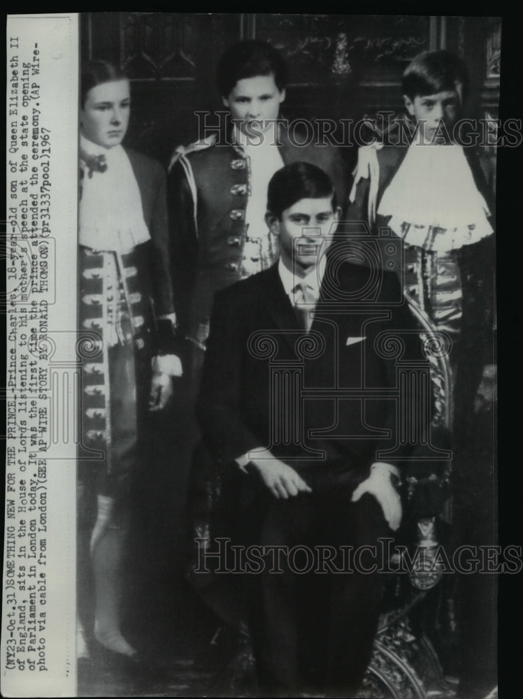 1964 Wire Photo Prince Charles attends Parliament ceremony for the first time - Historic Images