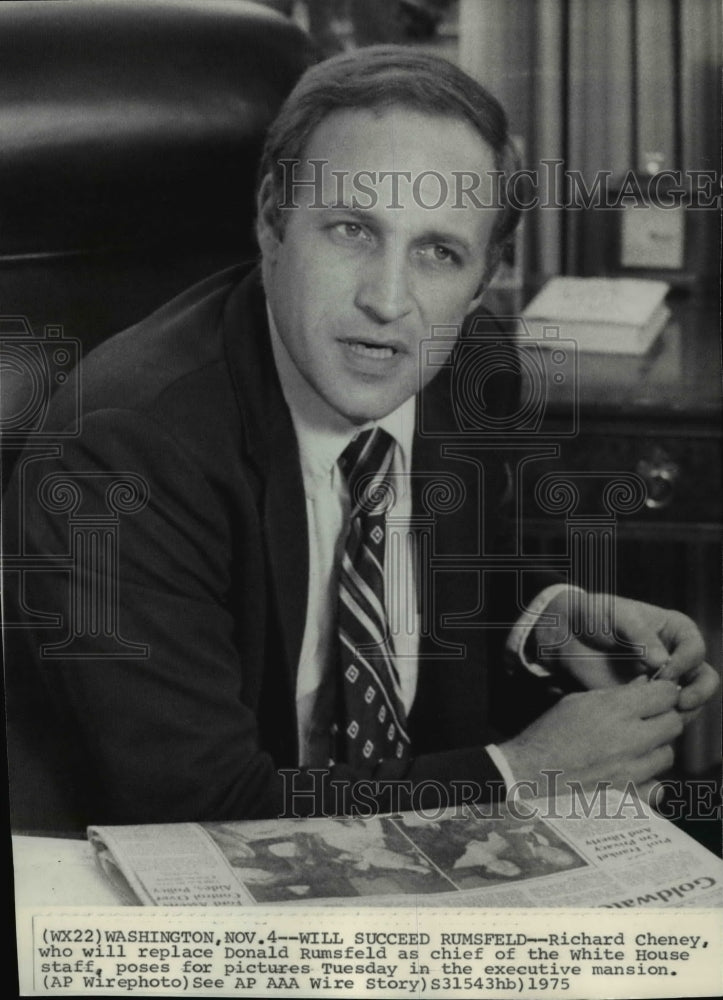 1975 Wire Photo Richard Cheney, Chief Executive of the White House  - Historic Images
