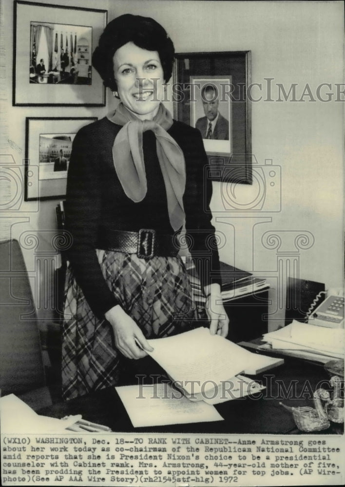 1972 Wire Photo Anne Armstrong, chosen to be presidential counselor-Historic Images