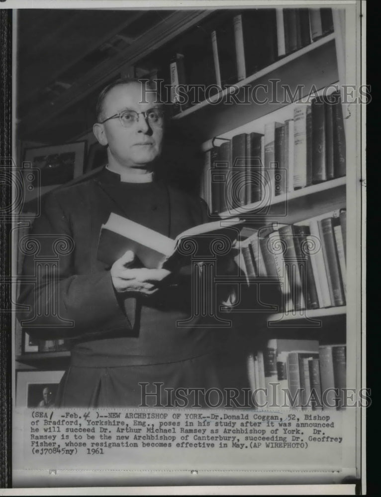 1961 Wire Photo Dr Donald Coggan Bishop of Bradford Yorkshire England-Historic Images