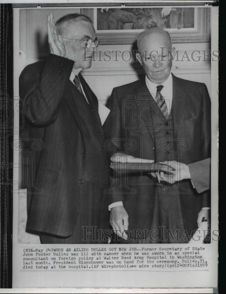 1959 Wire Photo Former Secretary of State John Foster Dulles  - Historic Images