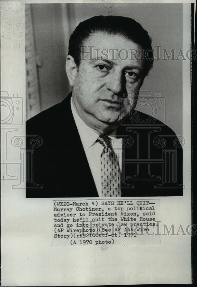 1970 Wire Photo Murray Chotiner top political adviser to President Nixon-Historic Images