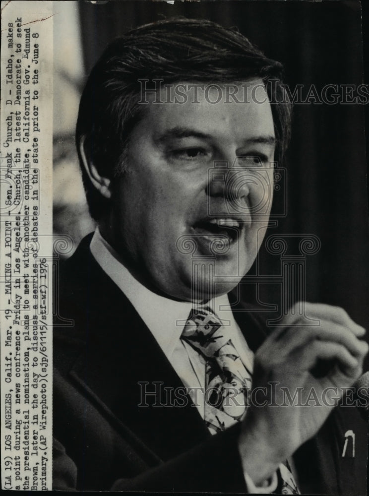 1976 Wire Photo Sen Frank Church Democratic Idaho  - Historic Images