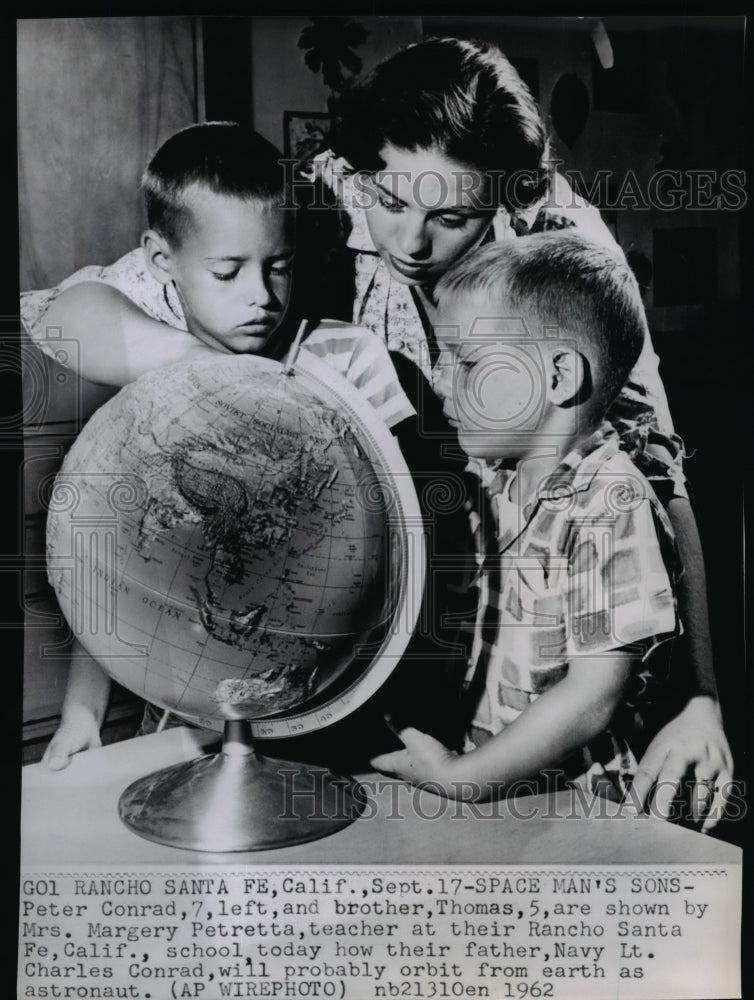 1962 Wire Photo Peter Conrad and brother Thomas sons of Navy Lt Charles Conrad - Historic Images