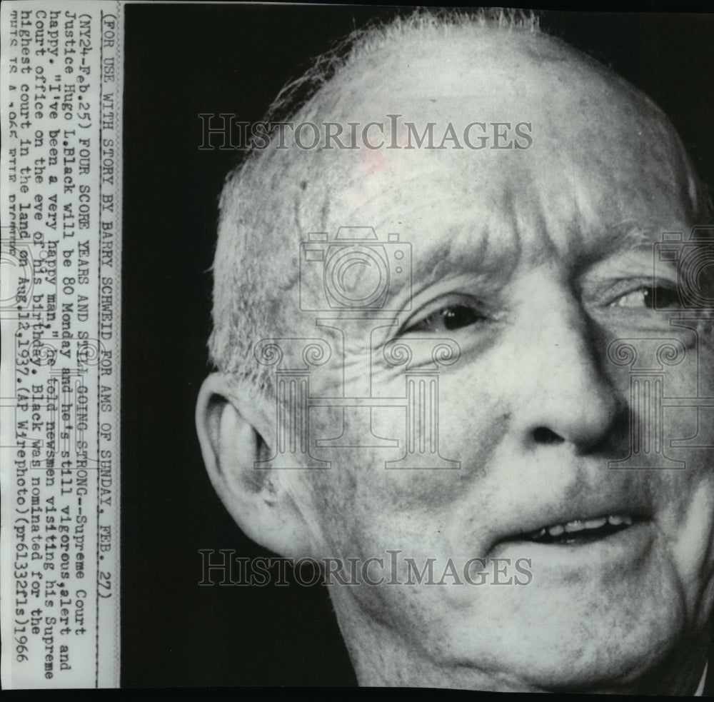 1966 Wire Photo Supreme Court Justice Hugo L. Black - spw00915-Historic Images