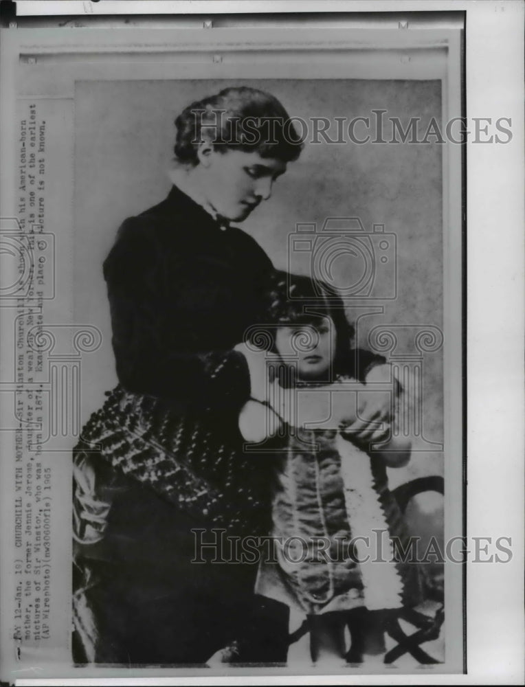 1965 Wire Photo Toddler Sir Winston Churchill with his mother, Jennie Jerome - Historic Images