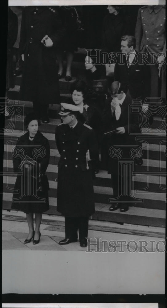 1965 Wire Photo Queen Elizabeth II and Prince Philip at W. Churchill&#39;s funeral - Historic Images