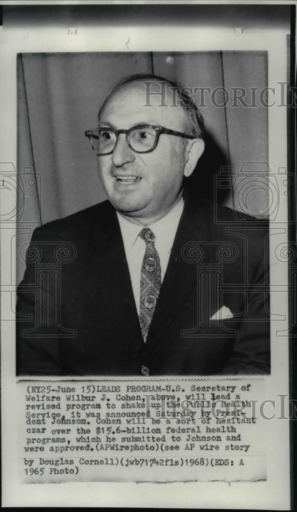 1968 Wire Photo U.S. Secretary of Welfare Wilbur J. Cohen - spw01100-Historic Images