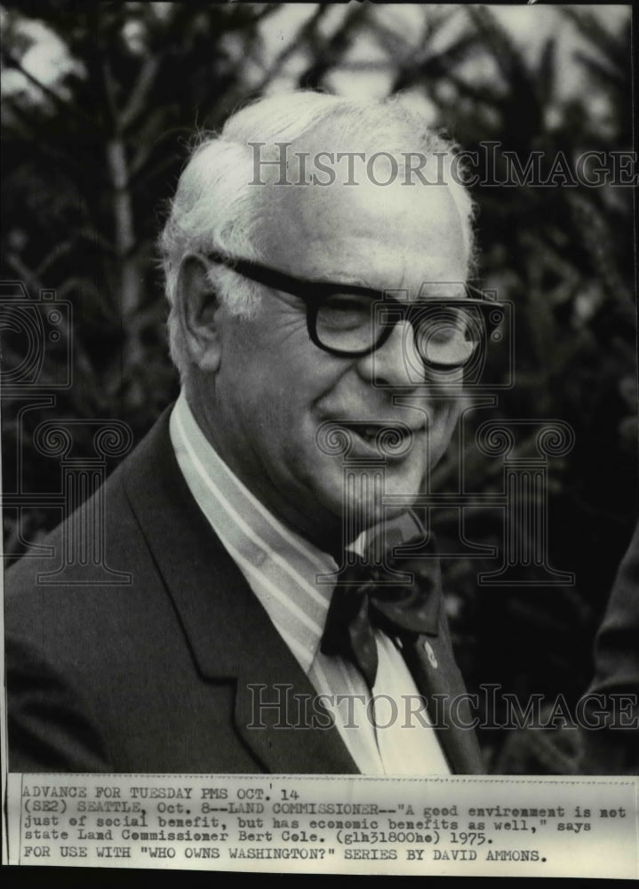 1975 Wire Photo Bert Cole states a good environment is also economic benefits. - Historic Images