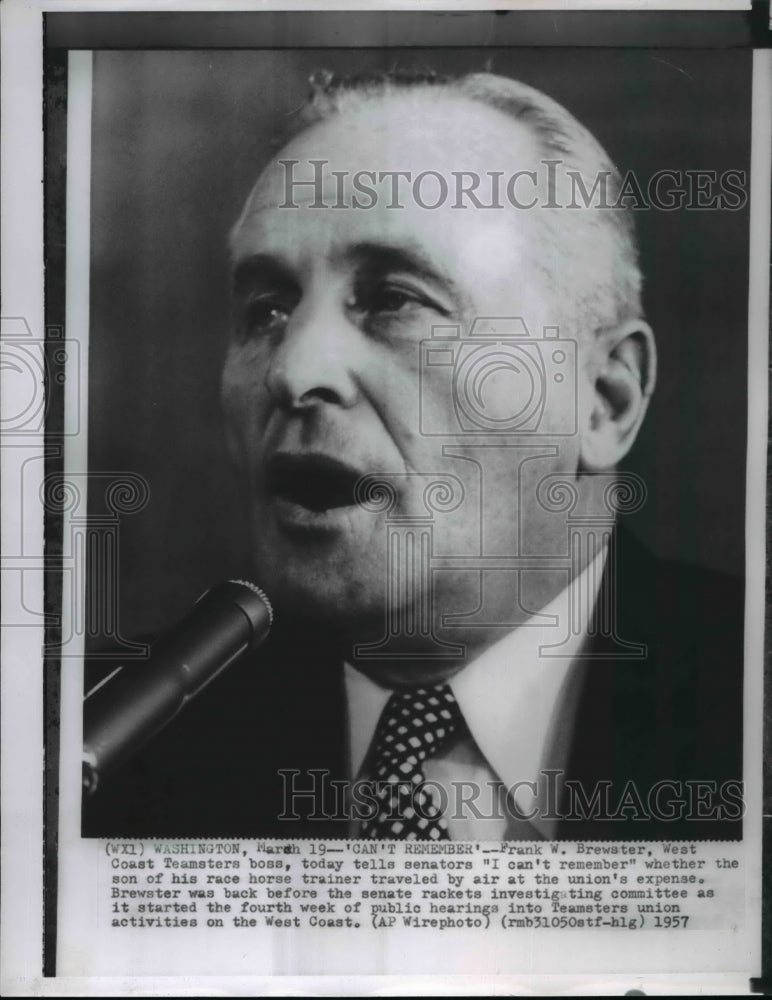 1957 Wire Photo Frank W Brewster West Coast Teamsters boss - spw01152-Historic Images