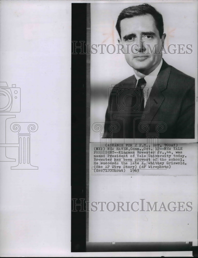 1963 Wire Photo Kingman Brewster Jr named President of Yale University-Historic Images