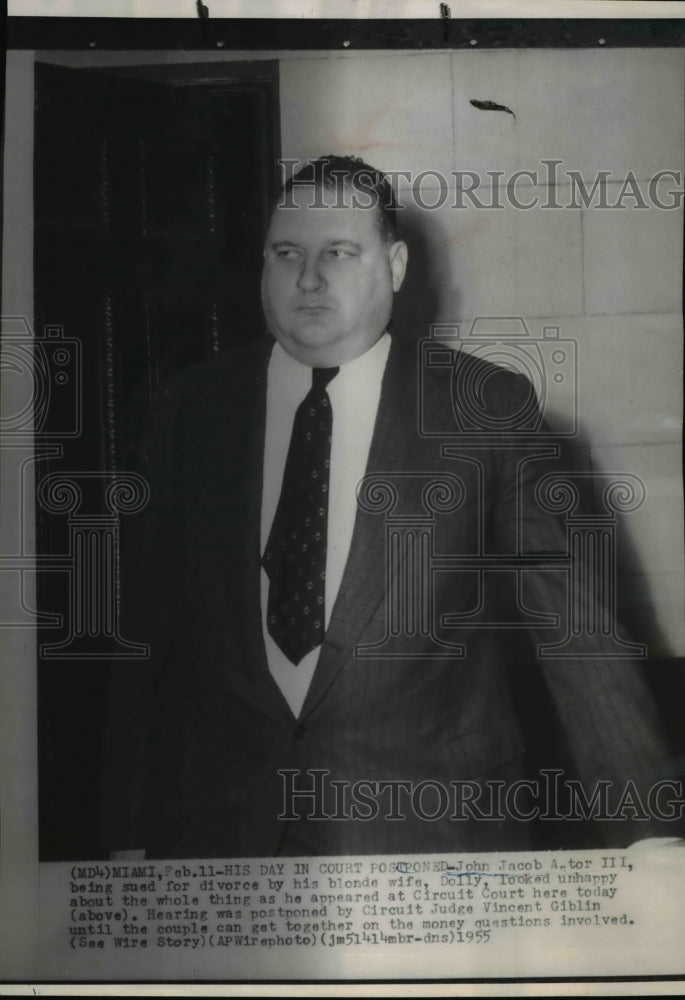 1955 Wire Photo John Jacob Astor III sued for divorce by wife Dolly  - Historic Images