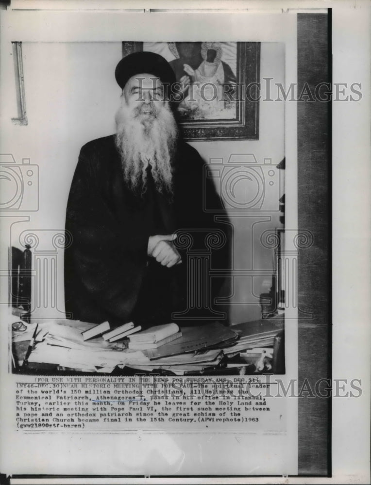 1963 Wire Photo Orthodox Patriarch Athenagoras I - spw01238-Historic Images