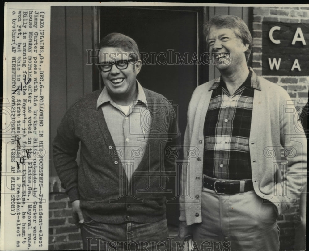 1976 Press Photo President elect Jimmy Carter and his brother Billy - Historic Images