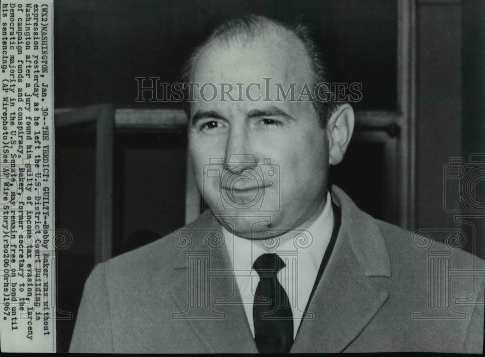 1967 Wire Photo Bobby Baker after a jury found him guilt of income tax evasion-Historic Images