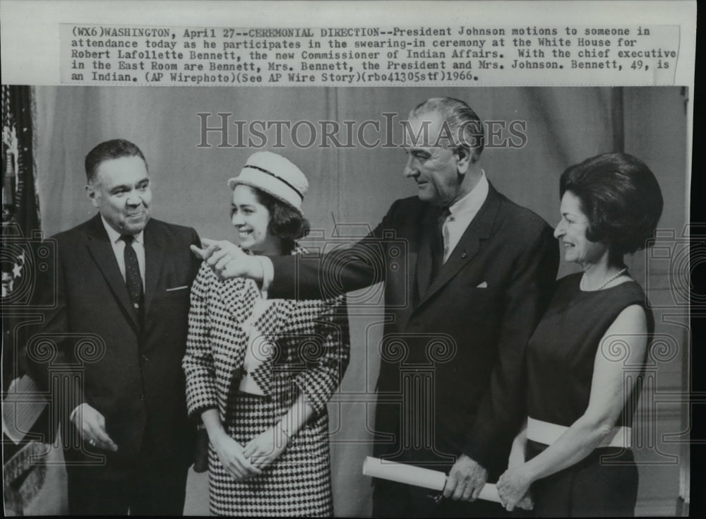 1966 Wire Photo President Johnson participating in swearing - Historic Images