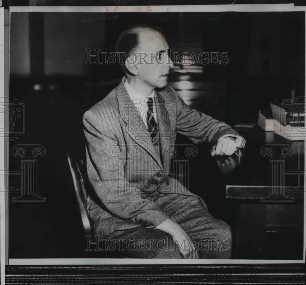 1955 Wire Photo Herbert Fuchs testifies in Chicago on un - Historic Images