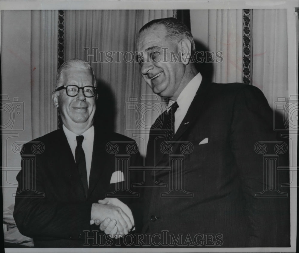 1965 Wire Photo Henry H. Fowler with President Lyndon B. Johnson - spw01737-Historic Images