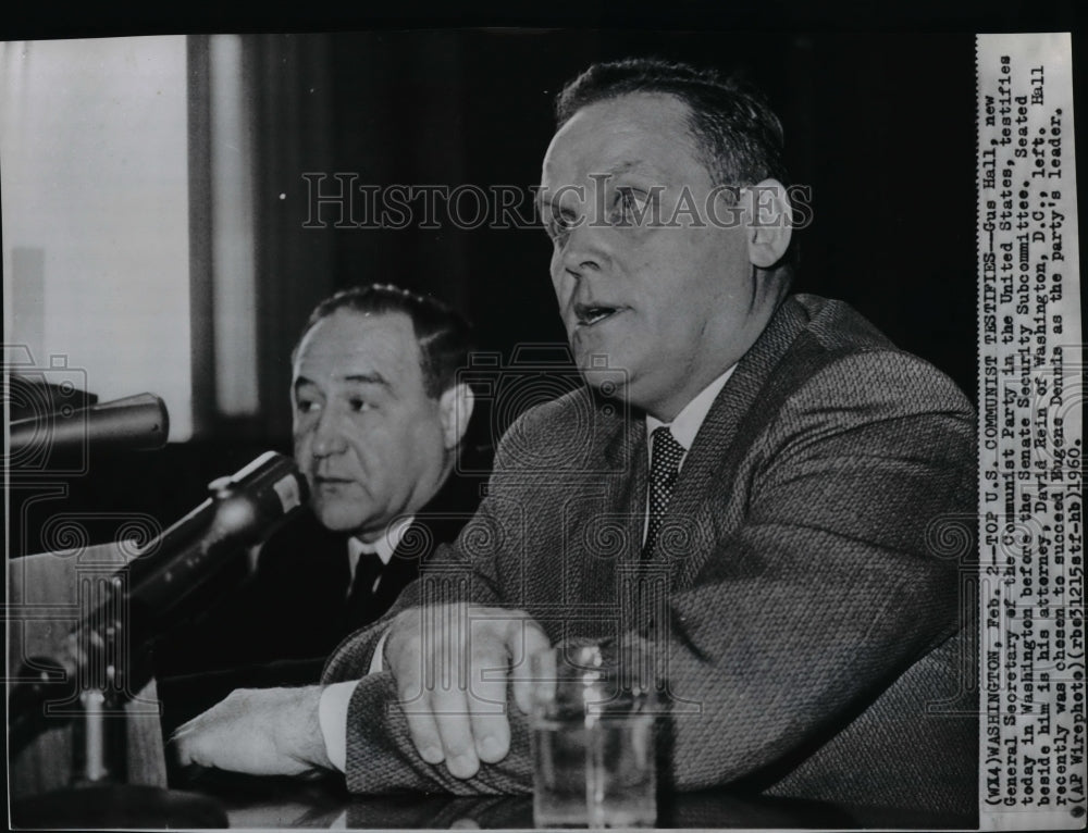 1960 Wire Photo Gus Hall testifies before the Senate Security Subcommittee - Historic Images