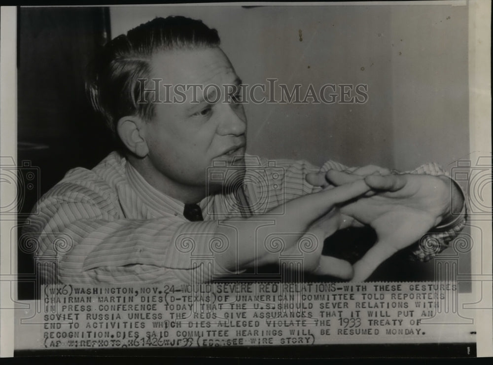 1946 Wire Photo Martin Dies talking to reporters at press conference in Wash. - Historic Images
