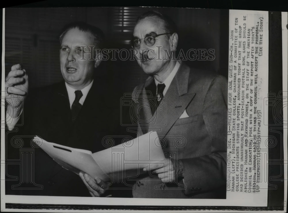 1951 Wire Photo Dr. John Hannah of Michigan State College with Raymond Howes-Historic Images