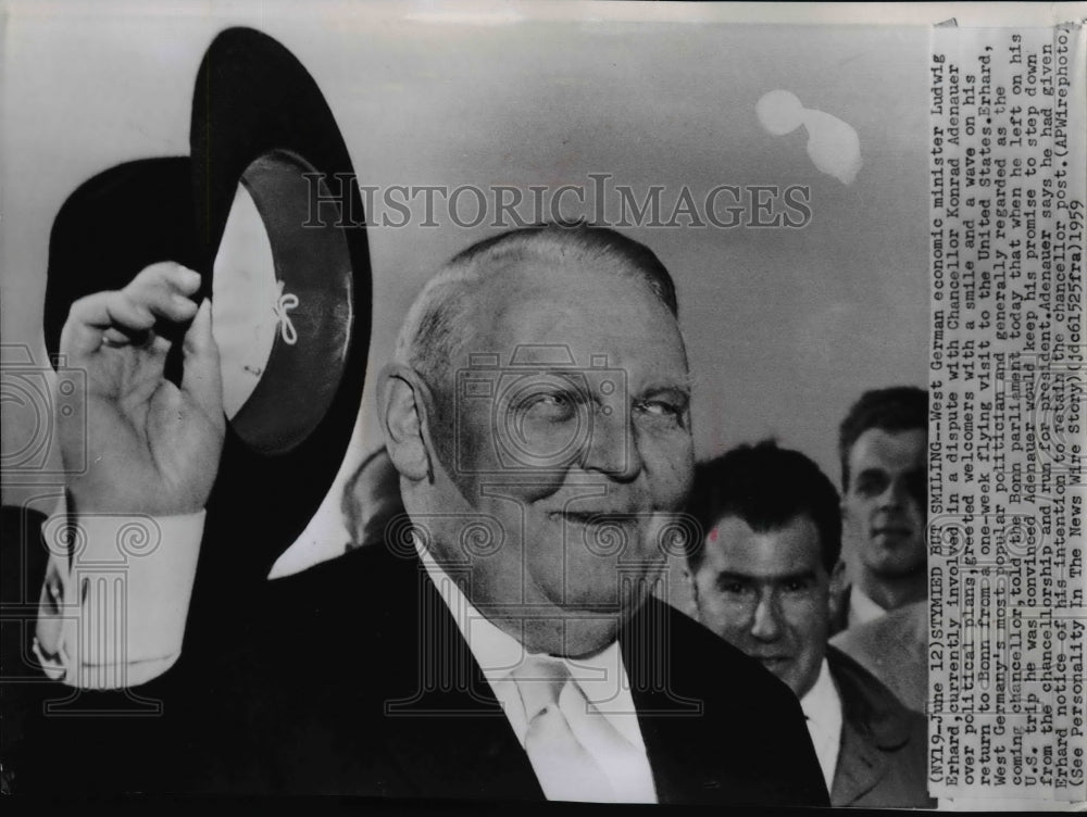 1959 Wire Photo West German economic minister Ludwig Erhard - spw02055-Historic Images