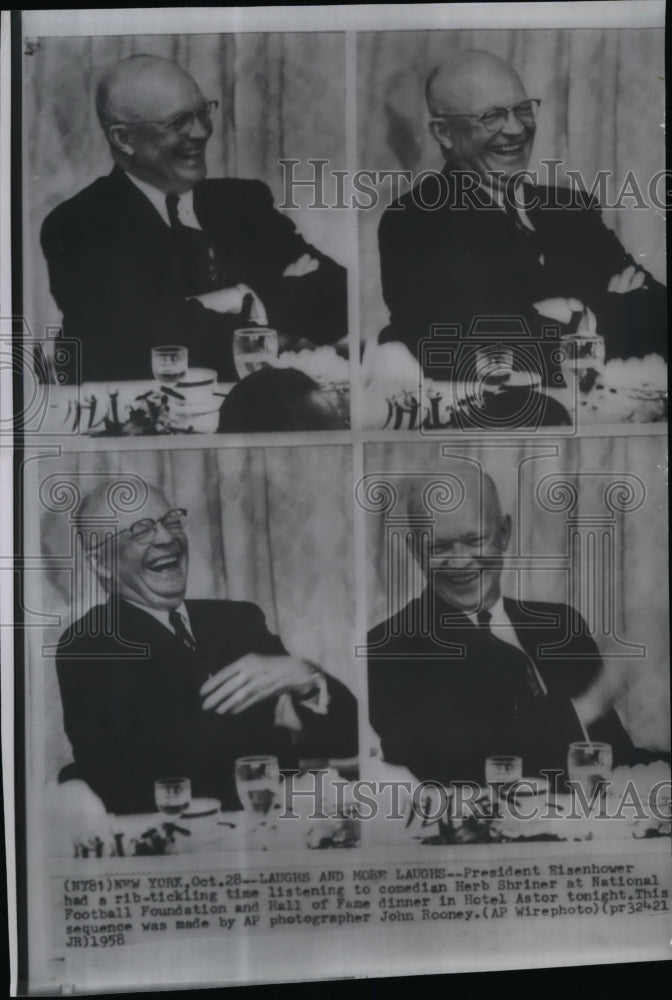 1958 Wire Photo Pres. Eisenhower at the National Football Foundation dinner-Historic Images