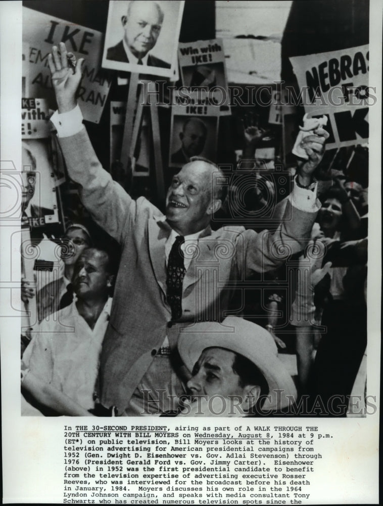 1984 Wire Photo Dwight Eisenhower in his 1952 Presidential campaign - spw02227-Historic Images